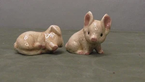 VINTAGE 2 tiny miniature pigs piglets  sitting sleeping - Picture 1 of 6