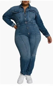 Good American Committed to Fit Denim Jumpsuit blau 190 Gr. 4 (XL) Stretch - Bild 1 von 16