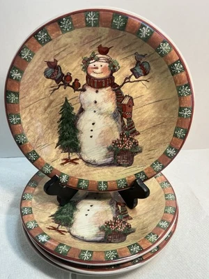 4 platos de almuerzo Country Snowman Collection Susan Winget 1998 8 pulgadas bonitos 2262 Foto 1 de 4