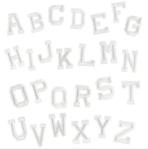 White A-Z Alphabet Letter Patches Embroidered Iron On Patch Diy Crafts - Picture 1 of 5