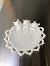 Vintage Westmoreland White Milk Glass 3 Kittens Cats Decorative Plate