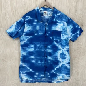 Levi's Mens SS Button Up Blue Sky Ocean Beach Cuban Shirt XXL - Imagen 1 de 12