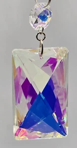 50mm Faceted Rectangle Rainbow Prism Crystal Hanging Ornament Sun-catcher 6" - Picture 1 of 4