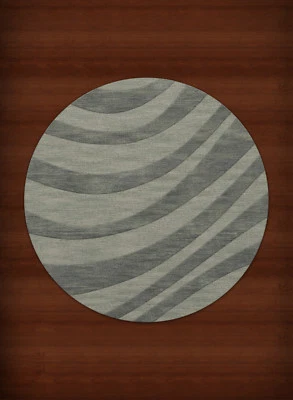 Blue Waves Swirls Stripes Lines Transitional Area Rug Abstract DV12 - Image 1 of 2