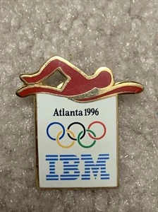 Pin Atlanta 1996 Olympic Sponsor IBM Swim Swimming Olympics Red - Picture 1 of 2