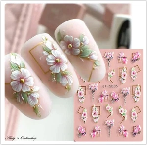 3D Nagel Sticker Nail Blume Selbstklebend Aufkleber Glitzer Nagelsticker - Bild 1 von 4