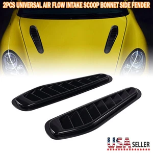 Gloss Black Air Flow Vent Bonnet Car Front Hood Scoop Cover Trim Universal US - Picture 1 of 11