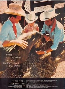 Resistol Western Hats Byer-Rolnick Corp Horse Farm Bangora Straw Vtg Print Ad - Picture 1 of 1