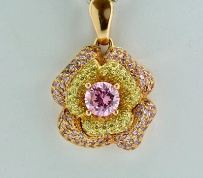 Lote de 7 collar de oro rosa de 14 k con racimo de flores de morganita redonda de 2,75 ctw Foto 1 de 4