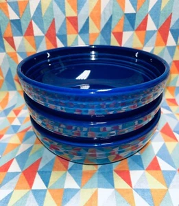 NEW FIESTA COBALT BLUE set 3 BISTRO BOWLS medium 38 oz FIESTAWARE FREE SHIPPING - Picture 1 of 3