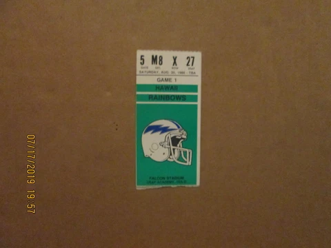 NCAA Hawaii Rainbows USAF Academy Falcon Stadium Vintage 1986 Ticket Stub Cover