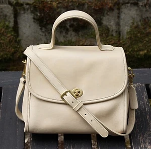 Coach Vintage - Manor Top Handle Crossbody Bag 9977, Bone, USA 90s, Authentic - Picture 1 of 17