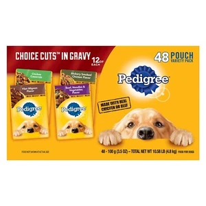 Pedigree Choice Cuts Gravy Wet Dog Food Variety Pack, 3.5 oz Pouches (48 Pack) - Picture 1 of 6