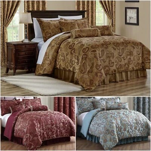 Chezmoi Collection Adelle 7-Piece Paisley Jacquard Embroidered Comforter - Picture 1 of 14