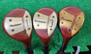 Vtg Golfcraft Staff Club Set 1,3,4 Woods RH Stiff Pro Flex Steel (3 Clubs) - Picture 1 of 24