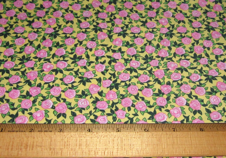 1码黄色粉红色玫瑰100%纯棉面料 — 第 1/1 张图片