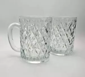 Vintage Set Of 2 Paul Sebastian Fine Crystal Diamond Cut Stunning Glass Mugs - Picture 1 of 14