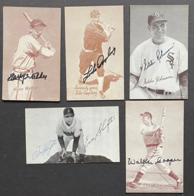 Lot of 5 Signed Salutation Exhibits Postcards Luke Appling Enos Slaughter HOF - Image 1 of 4