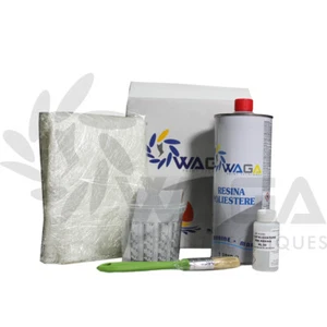 Waga Kit Riparazione Vetroresina Vetrokit Nautica Resina 1Kg + Fibra Lana Vetro - Foto 1 di 1
