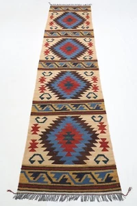 10 ft Hallway Tribal Runner Kilim Afghan Hand Knotted Wool Bedroom Rug - Picture 1 of 8