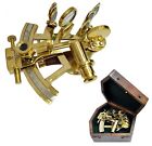 New Marine Brass Sextant Nautical Sea Navigation Instrument With Wooden Box Gift