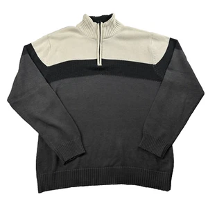 Oliver & Burke Sweater Men’s Sz XL 1/4 Zip Mock neck Gray/cream cotton/Polyester - Picture 1 of 9