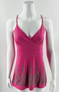 French Atmosphere Tank Top Sz XL Pink Silver Embellished V Neck Cami Womens NEW - Picture 1 of 5