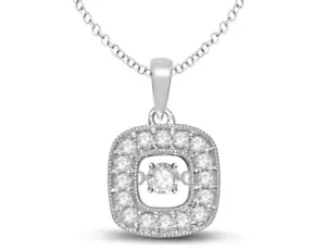 Glittering Stars Dancing Diamond Halo Pendant 1/4 Carat (ctw) 10K White Gold wit - Picture 1 of 3