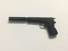 Colt 1911 .45 cal ACP Suppressor Pistol Gun 1:12 Scale Weapons 6 Inch Figure