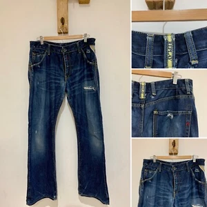 Pantalones de mezclilla azules REPLAY para hombre vintage destrashed distressed Y2K MV 983 032 33" X 32" - Imagen 1 de 10