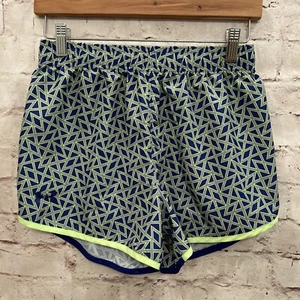 Under Armour Heat Gear Loose Fit Running Shorts Blue Green Girls Youth Size L - Picture 1 of 3