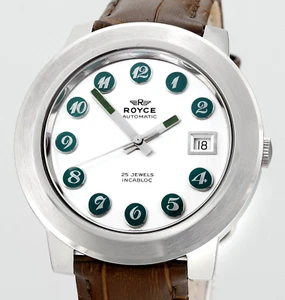 Vintage Swiss ROYCE Automatic Date Stainless Steel Mens Wristwatch - Picture 1 of 6