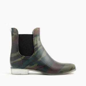 NWT J. Crew Women's Matte Chelsea Rain Boots - Camouflage - Size 5 - Picture 1 of 2