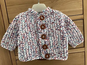 Handgestrickte Baby Neugeborene 0-3 Monate Baby Kinderwagen Mantel Strickjacke neu Geschenk - Bild 1 von 6