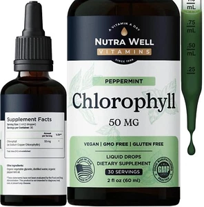Nutra Well Vitamins Liquid Chlorophyll Immune, Energy, Skin Care, Detox Cleanse - Picture 1 of 6