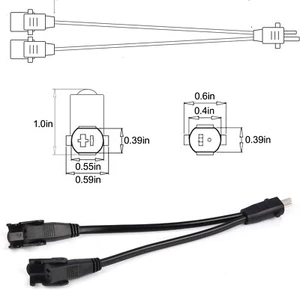 Ashely 2 Pin Splitter Y-Cable 6 in Connect Two Motors to One Transformer Cable - Picture 1 of 6