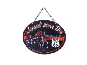 Placa de chapa placa de pared placa de puerta Route 66 Legends Never Die 25x20 cm (9603) - Imagen 1 de 1