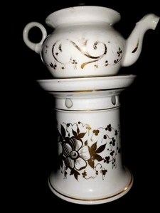N°17) Ancienne grande tisanière en porcelaine Décor de fleurs 22 cm - Foto 1 di 10