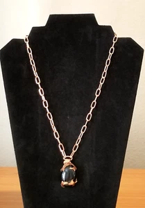 **Artisan Made Copper Large Black Obsidian Cabochon Pendant Necklace** - Picture 1 of 7