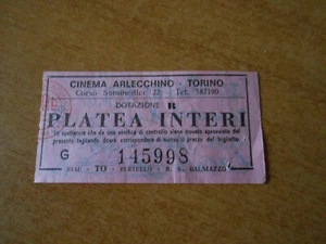 BIGLIETTO CINEMA ARLECCHINO TORINO ANNI 70 - Imagen 1 de 2