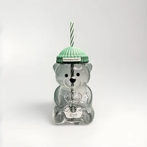 Starbucks Cute Bear Glas Milch Kaffee Tasse Strohhalm Tasse Limited Edition 16oz-On Hand - Bild 1 von 1