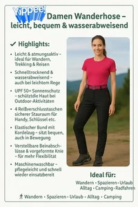 Damen Outdoorhose Wanderhose – leicht, wasserabweisend, UV‑Schutz,... - Bild 1 von 4