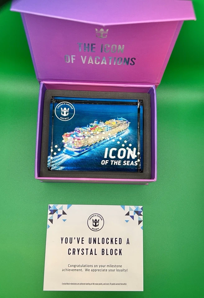 ROYAL CARIBBEAN ICON of the SEAS Crystal Block - INAUGURAL SEASON - NEW IN BOX - Image 1 of 4
