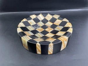 Vintage Karierter Aschenbecher ? , schwere Stein Marmor Schale Catchall 7,75" - Bild 1 von 13