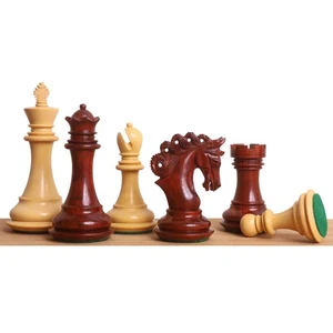 3.3" Spiraled Steed Luxury Chess Set- Chess Pieces Only - Bud Rosewood & Boxwood - Picture 1 of 15