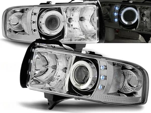 phares pour DODGE RAM 1994 1995 1996 1997 1998-2001 angel eyes chrome LHD - Bild 1 von 1