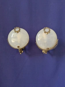 Antique Pair of French Brass Wall Lamps with One Bulb - Picture 1 of 9