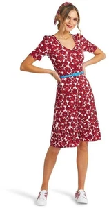 REVIEW x Bromley Daisy In Love Jersey Dress SIZE 12 with belt short sleeve - Picture 1 of 7
