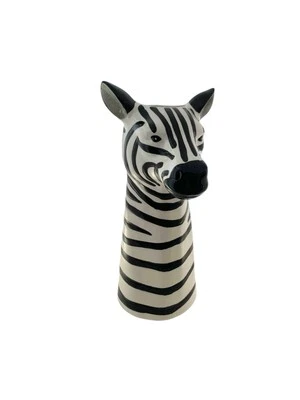 Jarrón forma cebra cerámica pintado a mano safari decoración caprichosa Foto 1 de 4