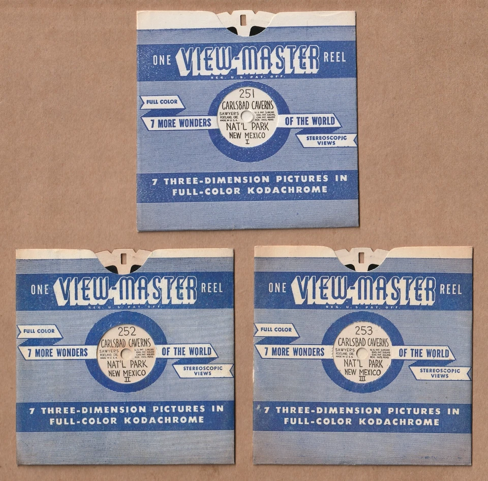 Set of three vintage View-Master reels Carlsbad Caverns National Park New Mexico - Image 1 of 1